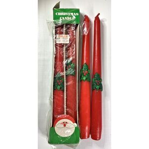 Holly Christmas Taper Candles Set of 2